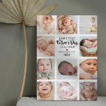 Our First Father's Day Photo Collage Plaque<br><div class="desc">Personalised father's day picture plaque featuring 11 photos for you to change to your own,  the cute saying "our first fathers day together",  a red heart,  names,  and the year.</div>
