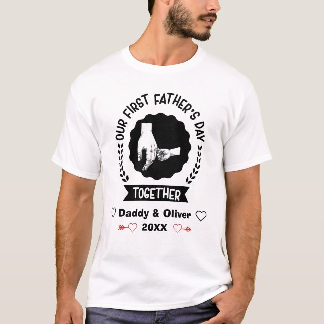 Our First Father's Day together 2023, Custom Names T-Shirt (Front)
