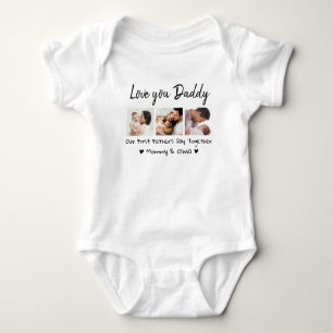 Our First Father's Day Together 3 Photo Collage Baby Bodysuit