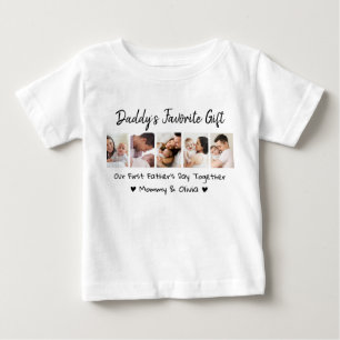 Our First Father's Day Together 5 Photo Collage   Baby T-Shirt