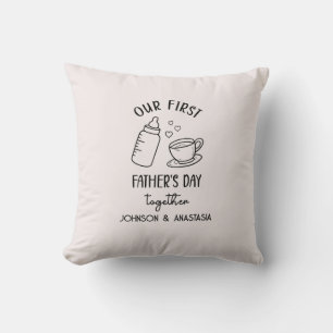 Our first fathers day together new dad & baby gift cushion