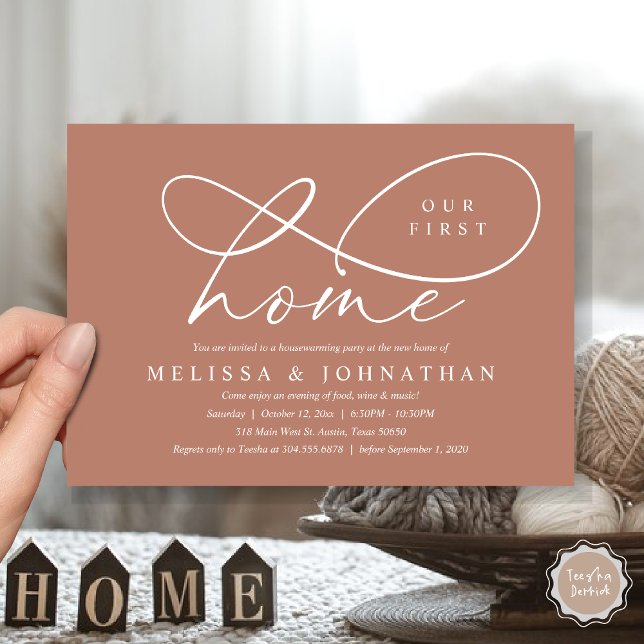 Our First Home, Cosy Housewarming Party Invitation (Our First Home, Cozy Lovely Housewarming Party Invitation Card, PDF, Lovely Earthy Cozy Terracotta)