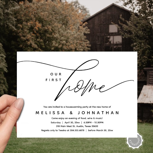Our First Home, Cosy Lovely Housewarming Party Invitation (Our First Home, Cozy Lovely Housewarming Party Invitation Card, PDF, Lovely Cozy Black White)