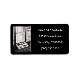 our first home door mat photograph label