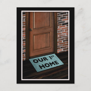 our first home door mat postcard