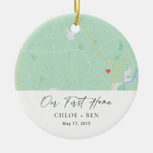 Our First Home Personalised Home Map Ceramic Tree Decoration