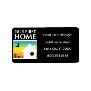 our first home (rainbow sunset) label