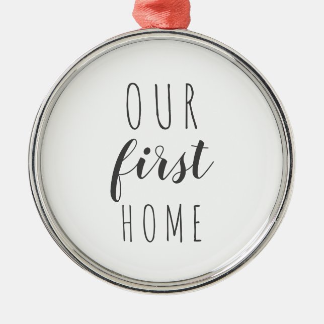 Our First Home Typography Modern Farmhouse Metal Tree Decoration (Front)