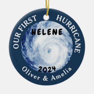 Our First Hurricane Helene   Custom Couple Name Ceramic Tree Decoration