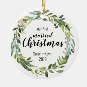 Our first married Christmas personalizable Ceramic Tree Decoration
