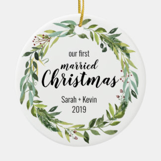 Our first married Christmas personalizable Ceramic Tree Decoration