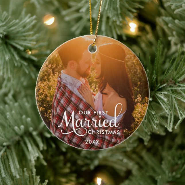 OUR FIRST MARRIED CHRISTMAS  Photo Ceramic Tree Decoration (Tree)
