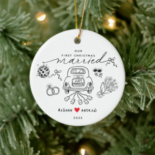 Our First Married Christmas Photo Ornament
