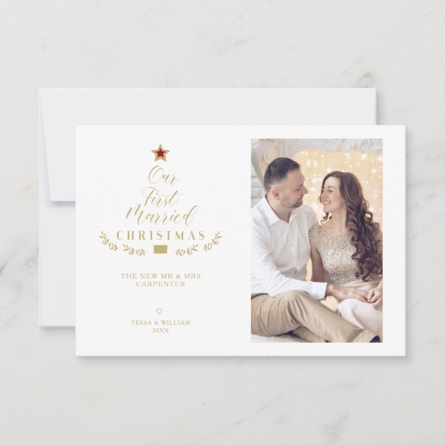 Our First Married Christmas Quote Newlyweds Photo (Front)