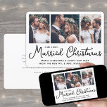 Our First Married Christmas Wedding Photo Collage Holiday Card<br><div class="desc">Send joyful holiday wishes as a new Mr. & Mrs! Celebrate marriage as newlyweds and share three of your favourite wedding pictures with a stylish custom photo collage "Our First Married Christmas" holiday card. All text on this template is simple to personalise to include any wording, such as Merry and...</div>