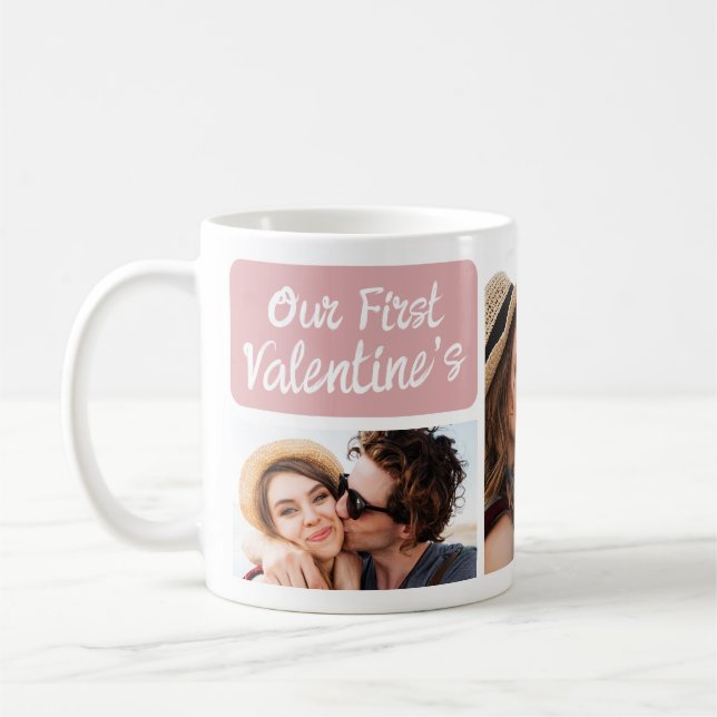 Our First Married Valentines Photo Collage Coffee Mug (Left)