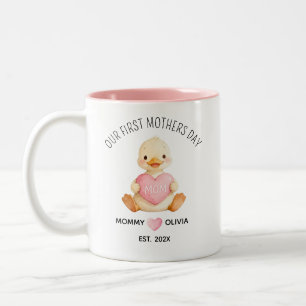 Our First Mother’s Day Duck Mug, New Mum Gift Two-Tone Coffee Mug