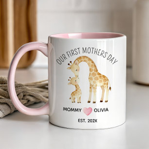 Our First Mother’s Day, Giraffe Mom and Baby Mug