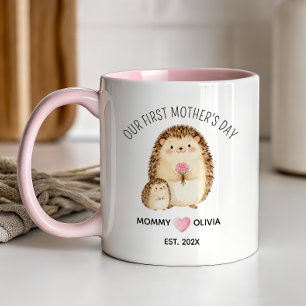 Our First Mother’s Day, Hedgehog Mum and Tiny Baby Mug
