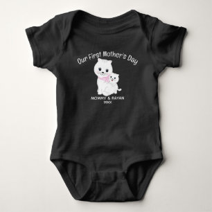 Our First Mother's Day, Baby cat custom name Baby Bodysuit