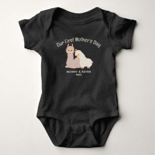 Our First Mother's Day, Baby Llamas custom name Bodysuit