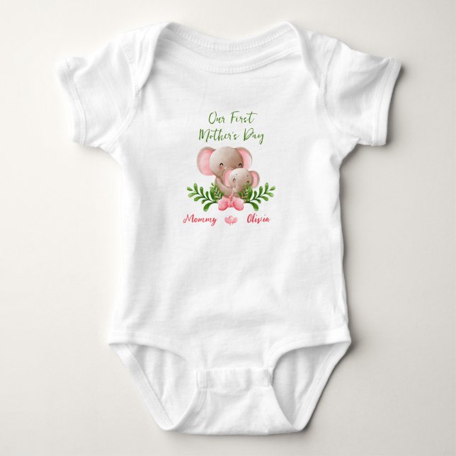 OUR FIRST MOTHER'S DAY - CUSTOMIZE IT  BABY BODYSUIT (Front)