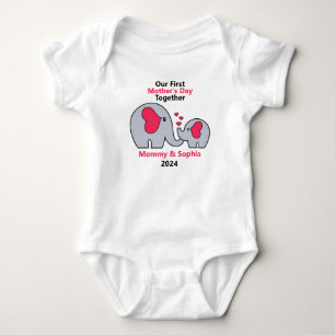 Our First Mother's Day Cute Elephant Baby Bodysuit
