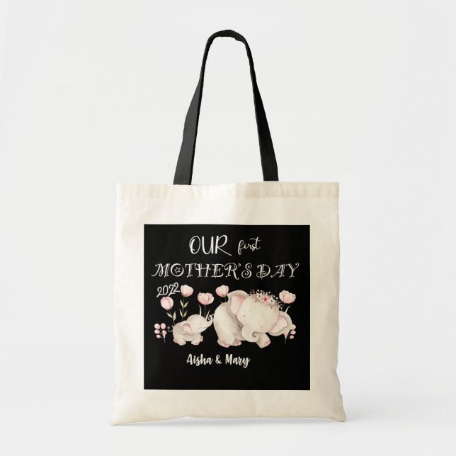 Our First Mothers Day Elephant Happy First Tote Bag (Front)