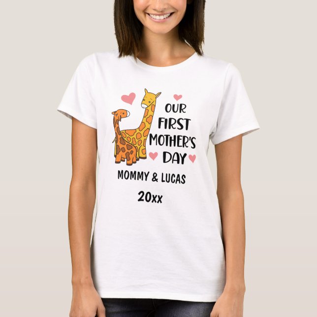 Our First Mother's Day Giraffe 2025 T-Shirt (Front)