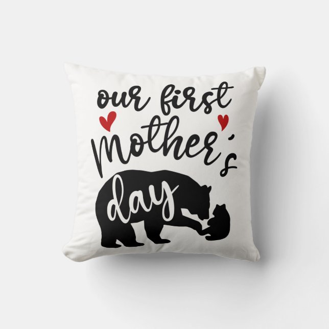 Our first Mothers Day Hearts Mama Bear Gift, 1/2 Cushion (Front)