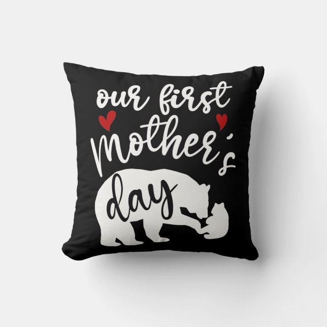 Our first Mothers Day Hearts Mama Bear Gift, 2/2 Cushion (Front)