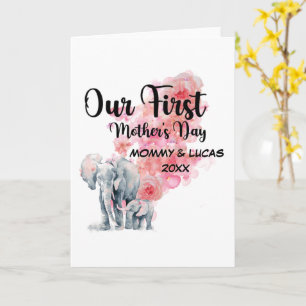 Our First Mother's Day Mum And Baby Elephants Card