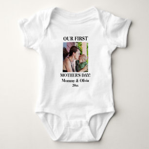 Our First Mother's Day, Personalised Photo & Name Baby Bodysuit