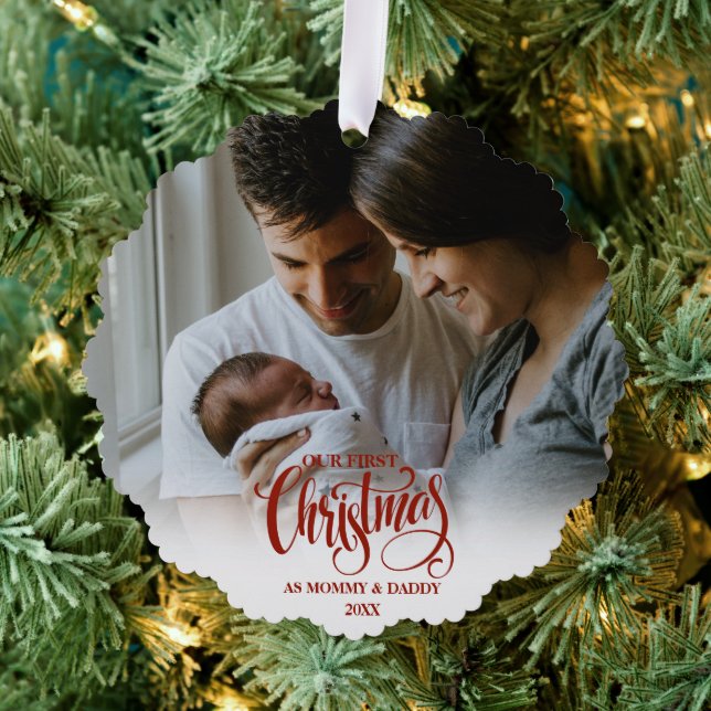 Our First Mummy and Daddy First Time Parents Tree Decoration Card (Insitu (Tree))
