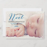 Our First Noel Blue Photo Overlay Babys First
