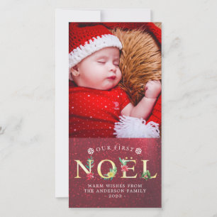 Our First NOEL Christmas Poinsettia Holiday Photo