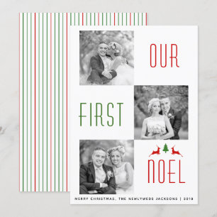 Our First Noel first Christmas stripes photo card