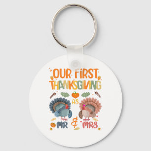 Our First Thanksgiving Mr And Mrs Couple Married 2 Key Ring
