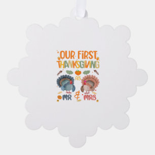 Our First Thanksgiving Mr And Mrs Couple Married 2 Tree Decoration Card