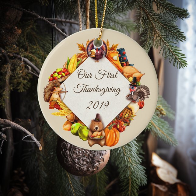 Our First Thanksgiving Turkey Animals Ceramic Tree Decoration (Creator Uploaded)