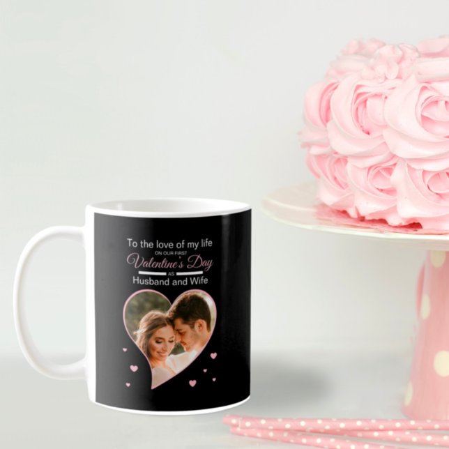 Our First Valentine’s as Husband & Wife Photo Pink Coffee Mug (Creator Uploaded)