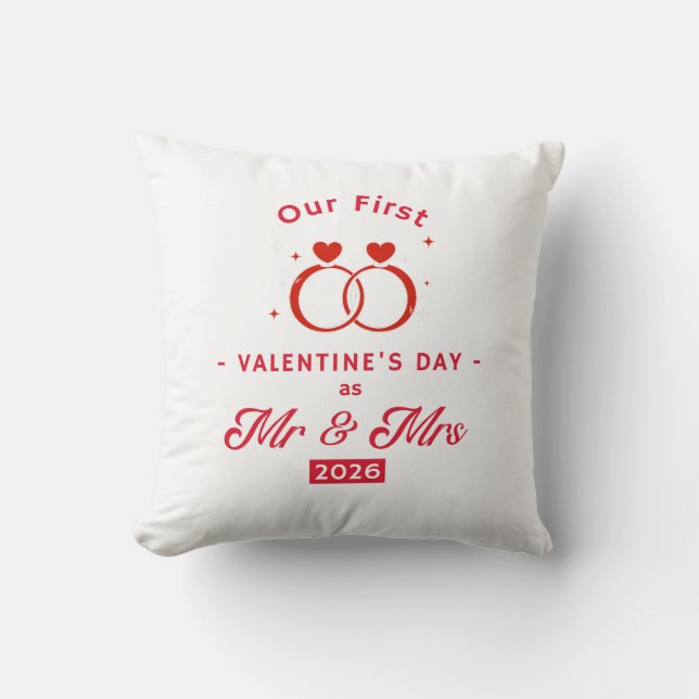 Our First Valentine’s Day as Mr & Mrs 2026 Cushion (Front)