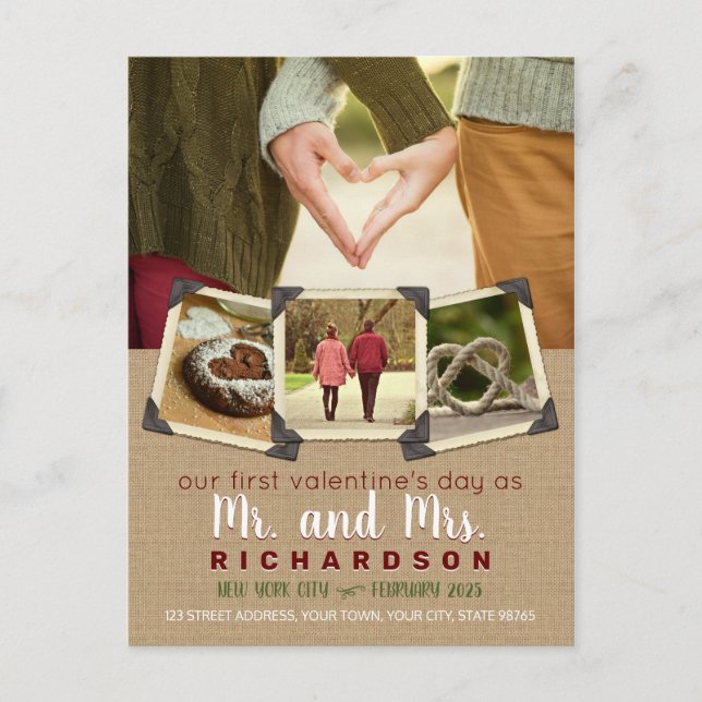 Our First Valentine’s Day as Mr & Mrs Your Photos Holiday Postcard (Front)