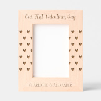 Our First Valentine's Day Heart Etched Frames