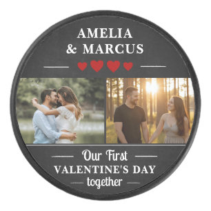 Our First Valentine's Day Together 2 Photos Hockey Puck