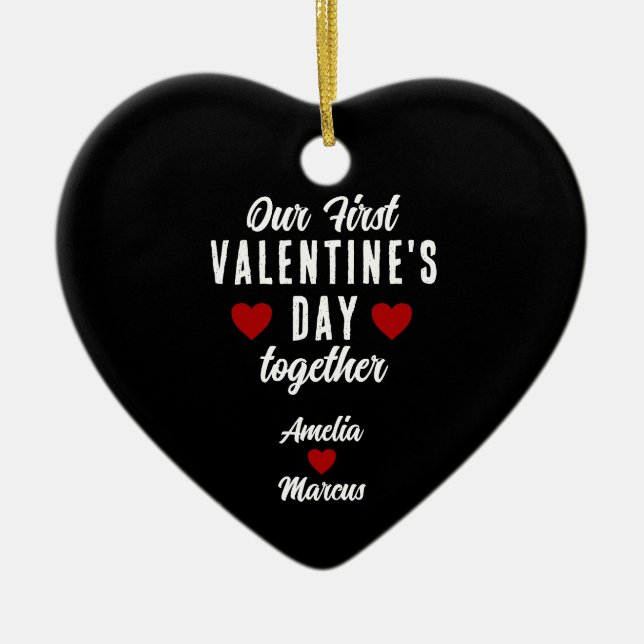 Our First Valentine's Day Together Couple  Ceramic Tree Decoration (Front)