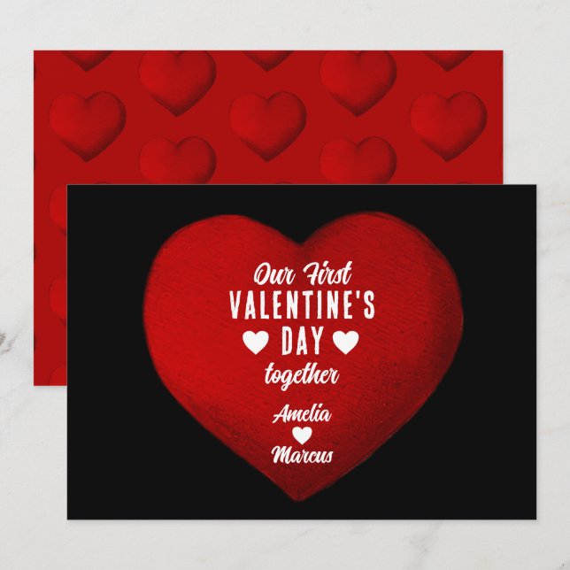 Our First Valentine's Day Together Heart Couple Holiday Card (Front/Back)