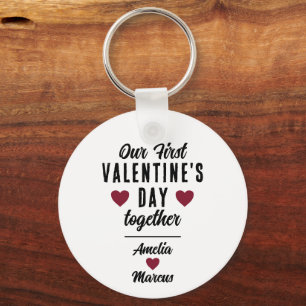 Our First Valentine's Day Together Heart Couple Key Ring