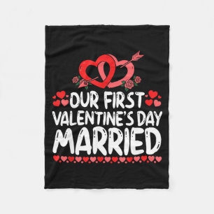 Our First Valentines Married Husband Wife  Fleece Blanket