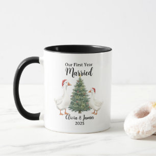 Our First Year Married Goose Custom Christmas Mug
